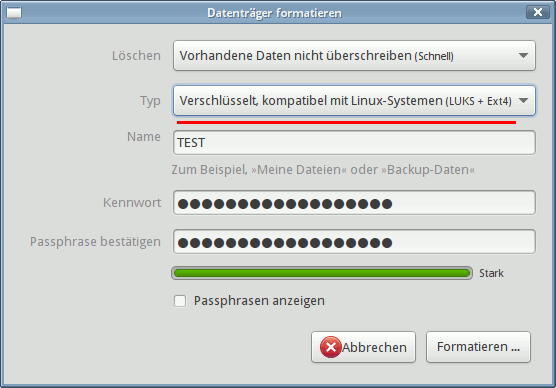 Partition verschlüsseln