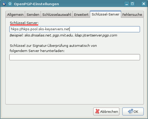 Keyserver setzen