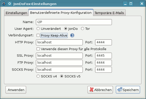 JonDoFox für I2P nutzen