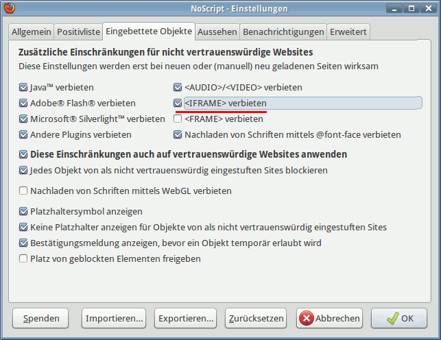 iFrames blockieren