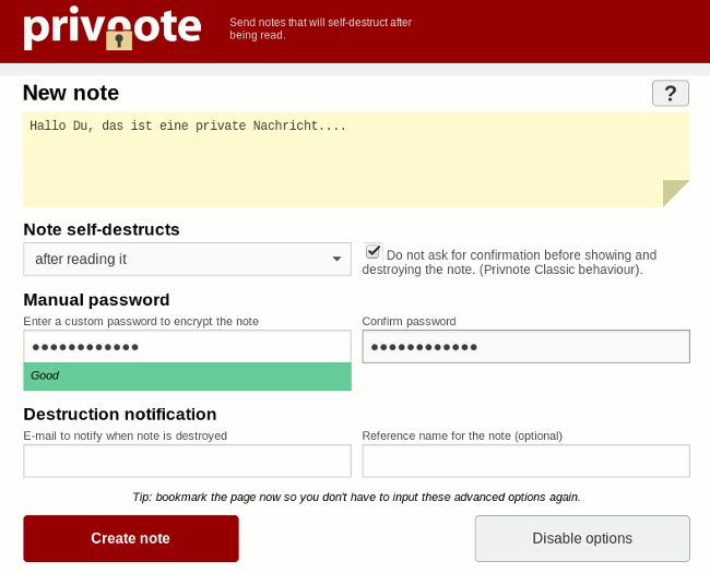 PrivNote