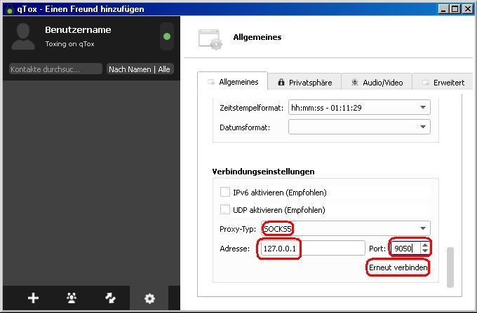 Tor Onion Router mit qTox nutzen