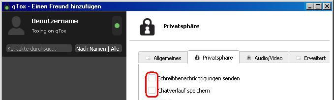 qTox Privatsphäre