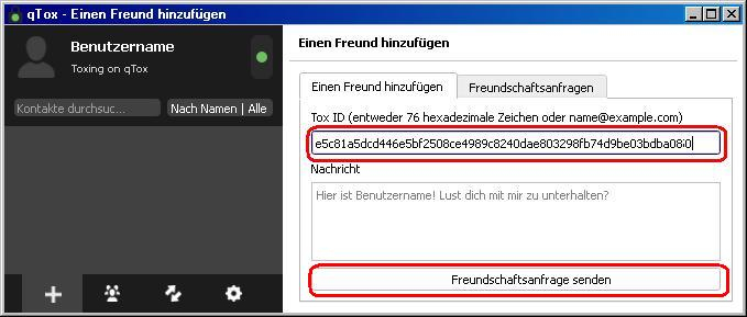 qTox Freund hinzufügen