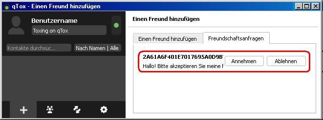 qTox Freund hinzufügen