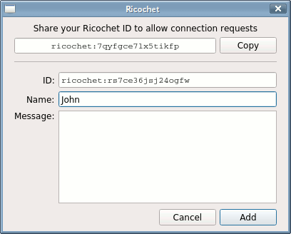 Ricochetr Add contact