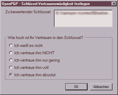 OpenPGP Schlüssel Vertrauen setzen