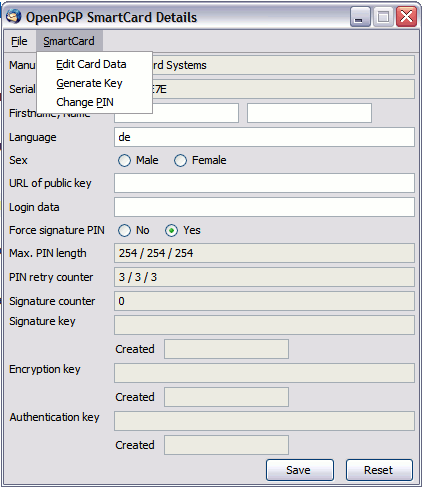 Smartcard verwalten mit Enigmail für Thunderbird