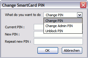 PIN und Admin-PIN der Smartcard verwalten