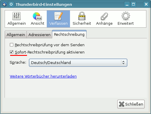 Rechtschreibprüfung konfigurieren