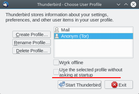 Profilmanager von Thunderbird