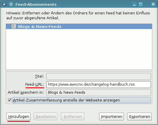 RSS-Feeds verwalten