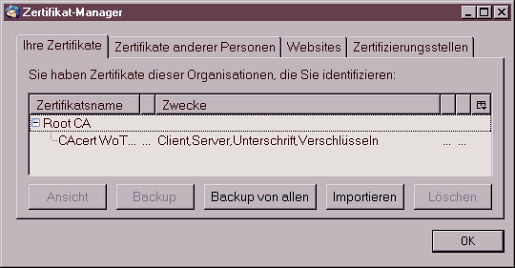 Zertifikatsmanager