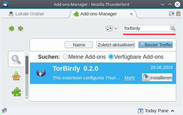 TorBirdy installieren